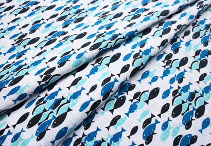 Fabric Finders Seersucker #077 Blue Fish