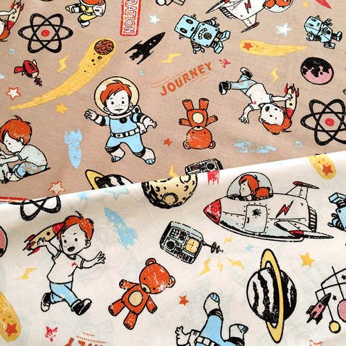 サーモン＆オレンジ色の生地 Art Gallery Fabrics