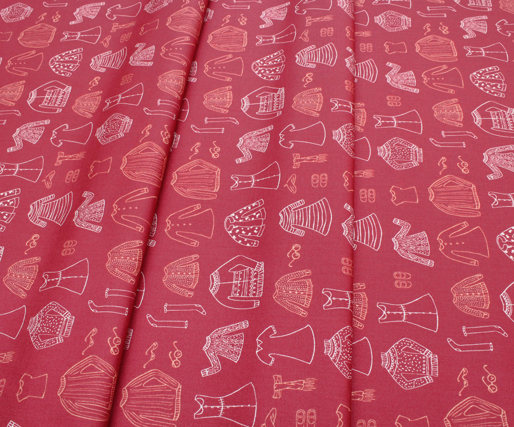 Art Gallery Fabrics Little Clementine Papercut Wardrobe Crimson
