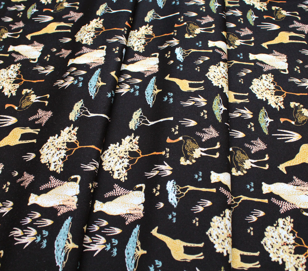 Camelot Fabrics Safari Dreams 29180101-03 Menagerie in Black