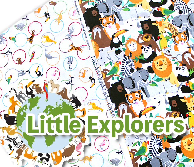 動物がいっぱいの生地 Studio E Fabrics Little Explorers