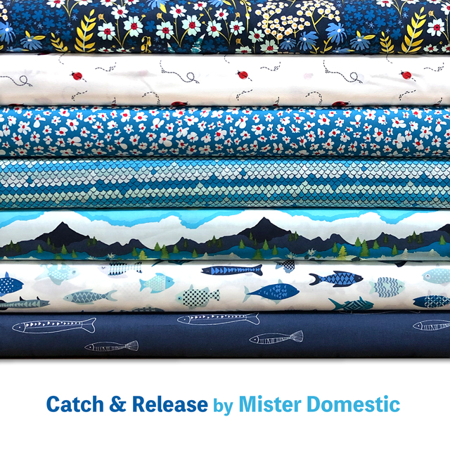 フィッシングがテーマの生地 Art Gallery Fabrics “Catch & Release”