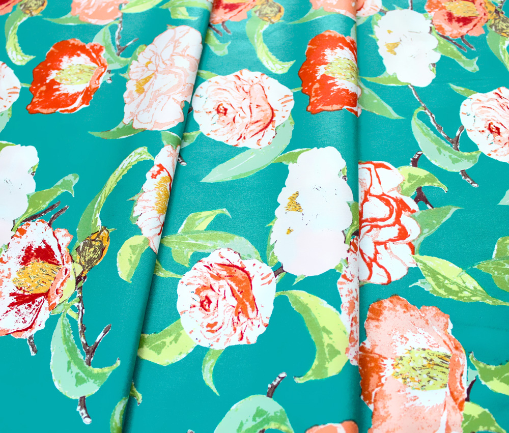 Art Gallery Fabrics Floralish Evergreen Camellia