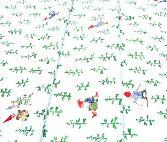 Windham Fabrics Winter Gnomes 51876-2 Tree Farm in Snow White