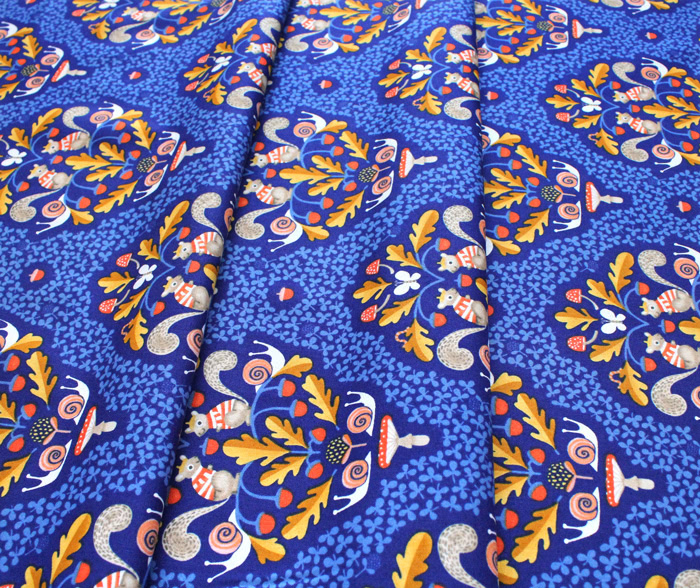 Windham Fabrics Sweet Oak 51305-1 Squirrel Damask Navy