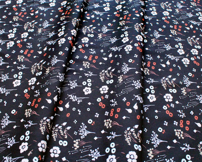 Birch Fabrics Dog Park JR-24 Baby Farrah Floral Soft Black