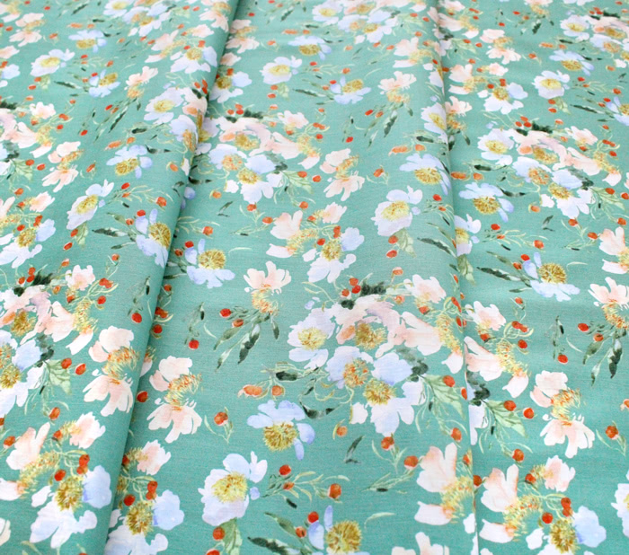 Windham Fabrics Wildflower 52253-8 Clair de Lune Spruce