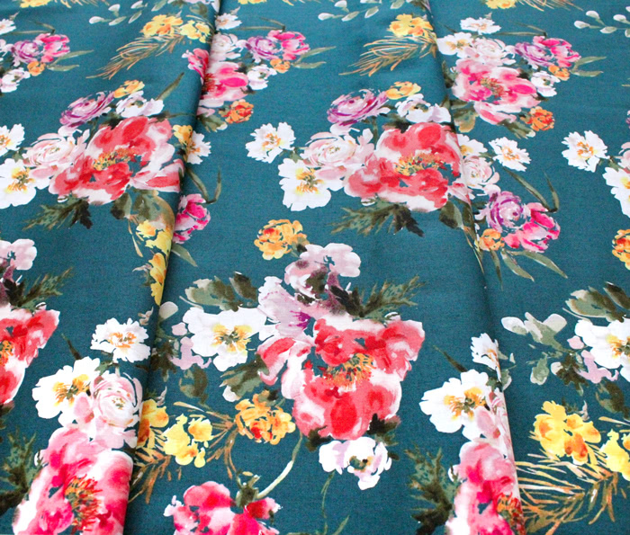 Windham Fabrics Wildflower 52252-2 Coral Charm Teal