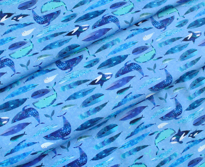 Windham Fabrics Icy World 52970D-2 Cetaceans Periwinkle