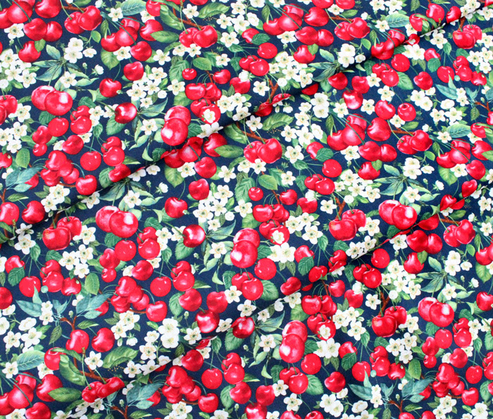 Timeless Treasures Cherry Pie CHERRY-CD1544 Packed Cherries and Flowers
