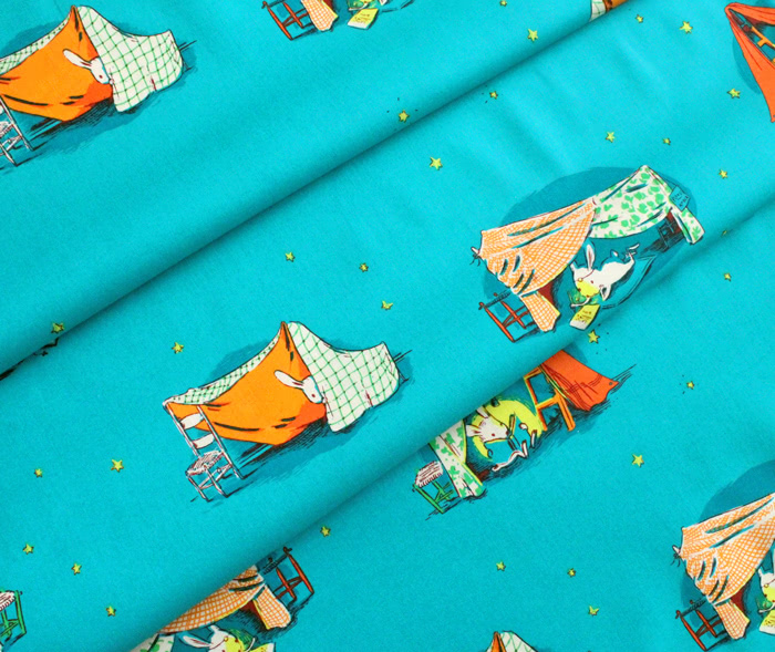 Windham Fabrics / Lucky Rabbit / 53242-5 Quilt Tent Aqua