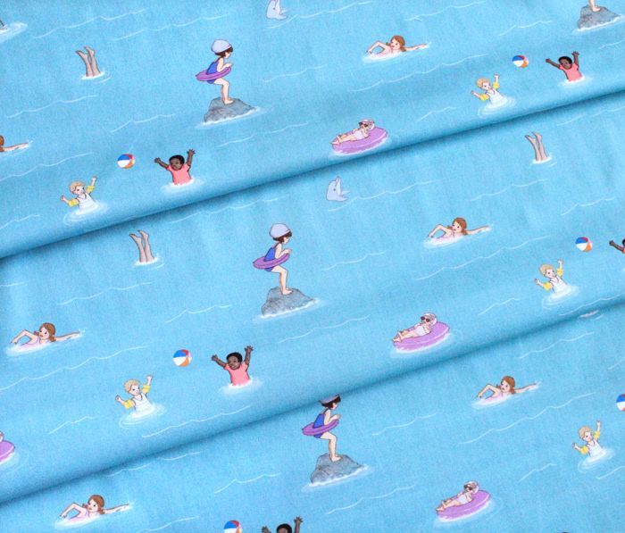 Michael Miller Fabrics / Sunshine and Sandcastles DC11086-AQUA Swimming